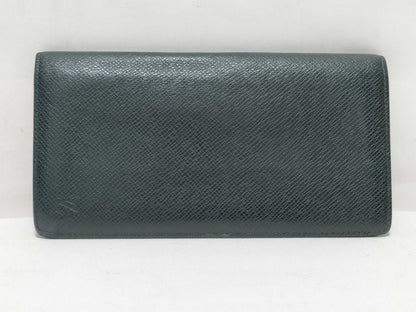 LOUIS VUITTON RFID Unverifiable SP2172 Taiga Louis Vuitton Brazza Wallet Black Taiga Leather Silver Brass SP2172 Wallet