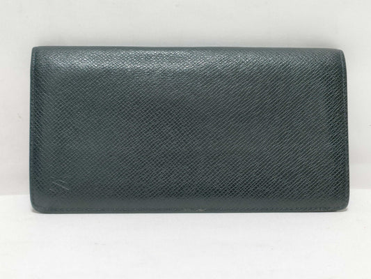 LOUIS VUITTON RFID Unverifiable SP2172 Taiga Louis Vuitton Brazza Wallet Black Taiga Leather Silver Brass SP2172 Wallet