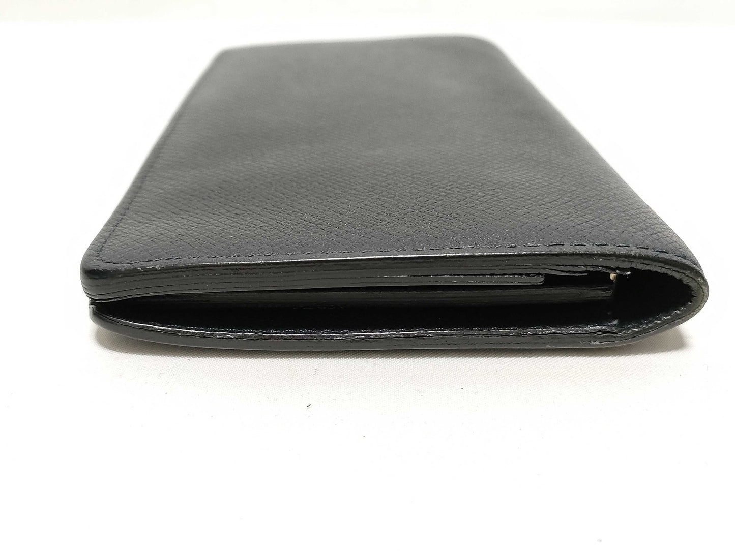 LOUIS VUITTON RFID Unverifiable SP2172 Taiga Louis Vuitton Brazza Wallet Black Taiga Leather Silver Brass SP2172 Wallet