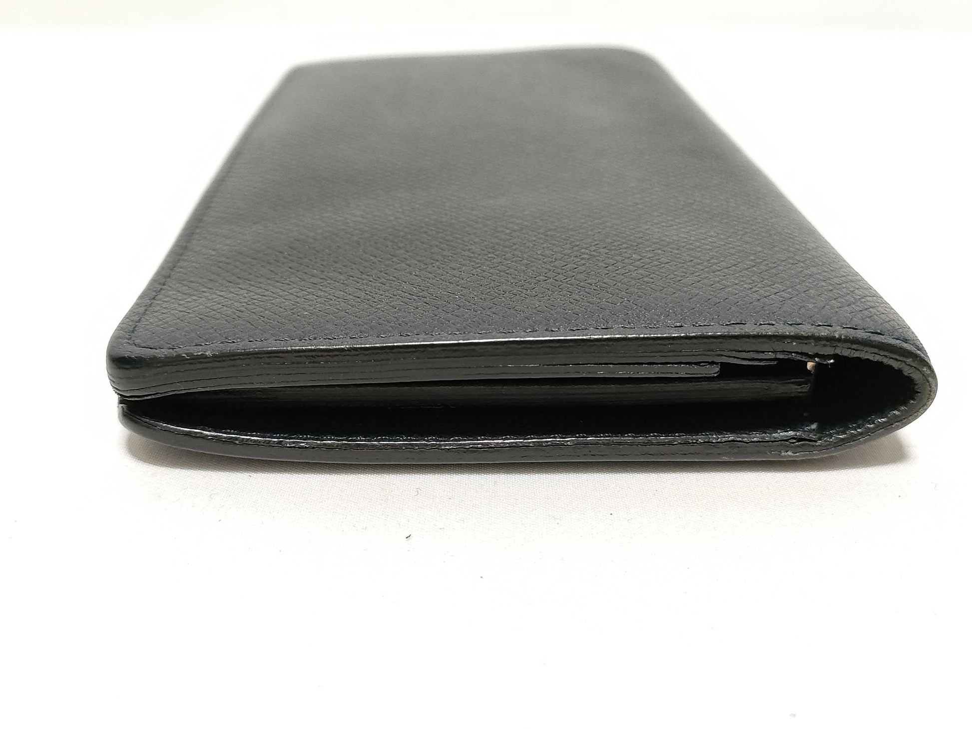 LOUIS VUITTON RFID Unverifiable SP2172 Taiga Louis Vuitton Brazza Wallet Black Taiga Leather Silver Brass SP2172 Wallet