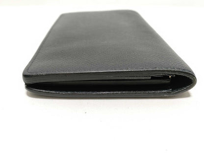 LOUIS VUITTON RFID Unverifiable SP2172 Taiga Louis Vuitton Brazza Wallet Black Taiga Leather Silver Brass SP2172 Wallet