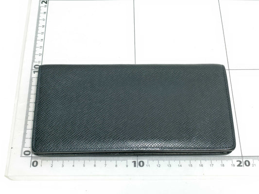 LOUIS VUITTON RFID Unverifiable SP2172 Taiga Louis Vuitton Brazza Wallet Black Taiga Leather Silver Brass SP2172 Wallet