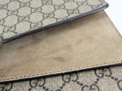 GUCCI GG Supreme Dionysus Large Shoulder Bag in Beige and Silver Supreme Coated Canvas 