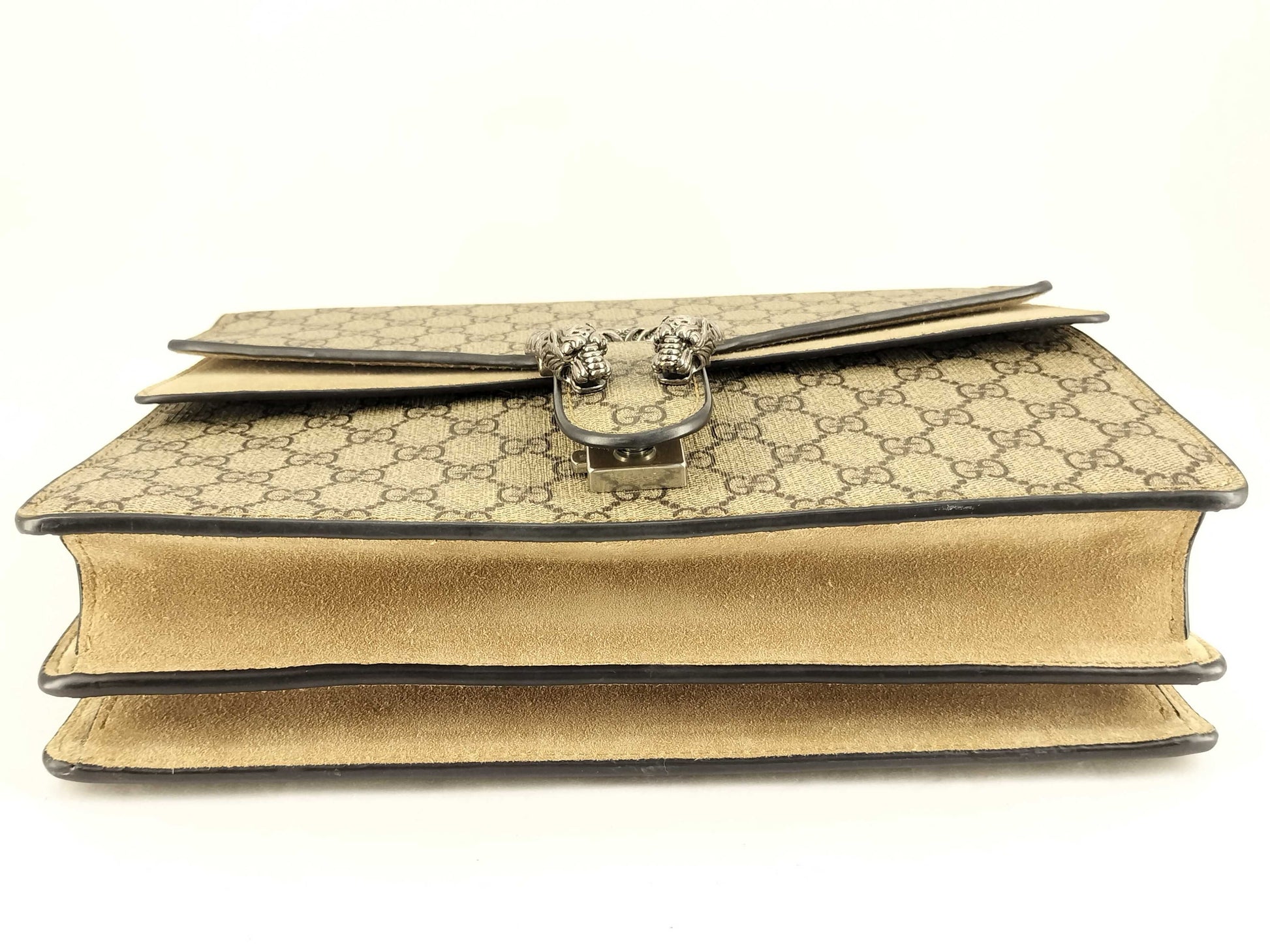 GUCCI GG Supreme Dionysus Large Shoulder Bag in Beige and Silver Supreme Coated Canvas 