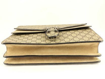 GUCCI GG Supreme Dionysus Large Shoulder Bag in Beige and Silver Supreme Coated Canvas 