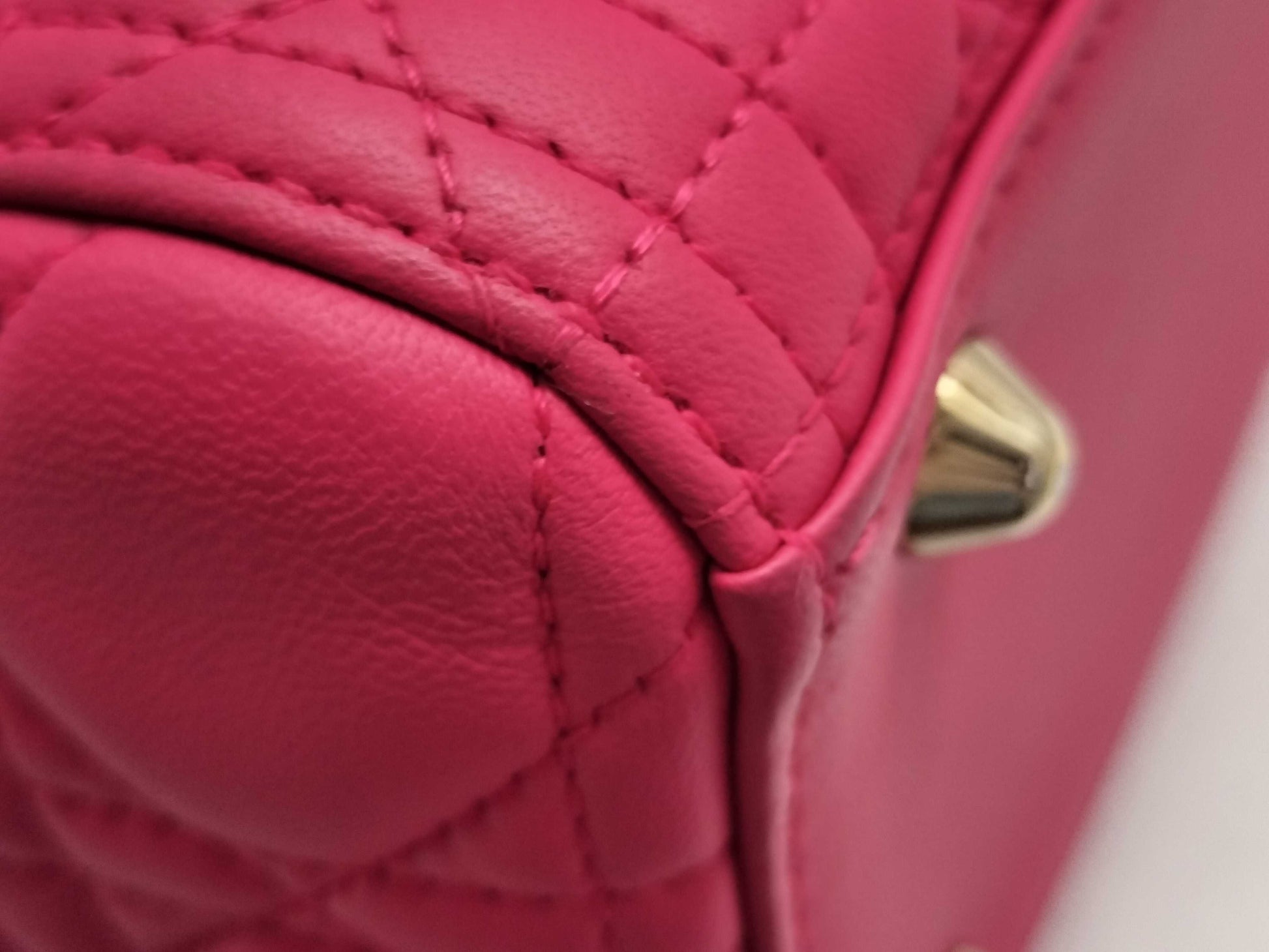 Dior Lady Dior Large Zip Handbag in Fuchsia Cannage Lambskin Leather and Gold, 16-BO-0193