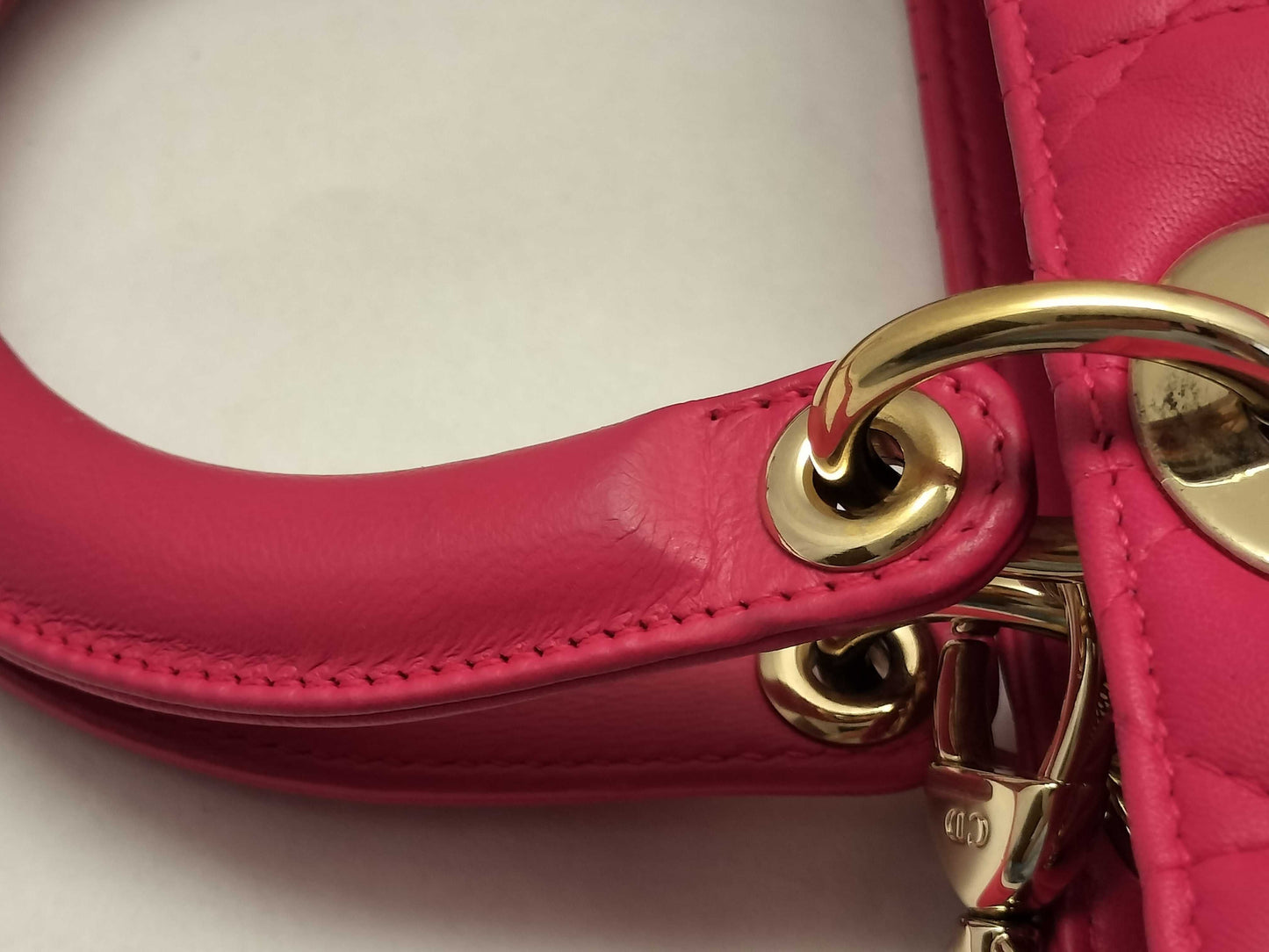 Dior Lady Dior Large Zip Handbag in Fuchsia Cannage Lambskin Leather and Gold, 16-BO-0193