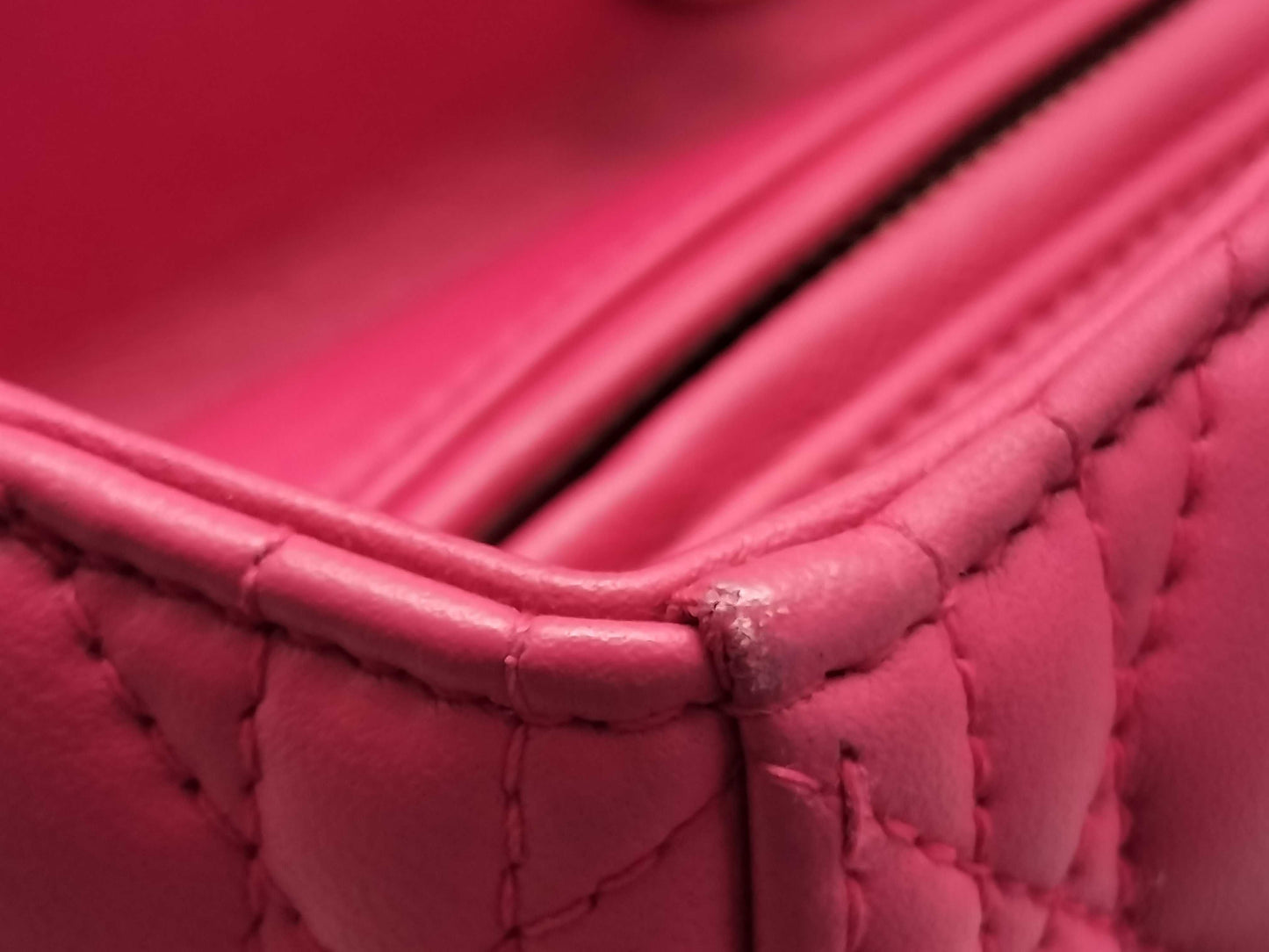 Dior Lady Dior Large Zip Handbag in Fuchsia Cannage Lambskin Leather and Gold, 16-BO-0193