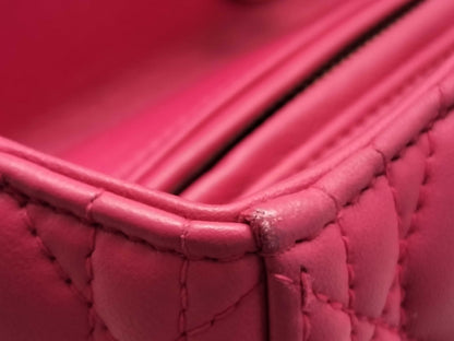 Dior Lady Dior Large Zip Handbag in Fuchsia Cannage Lambskin Leather and Gold, 16-BO-0193
