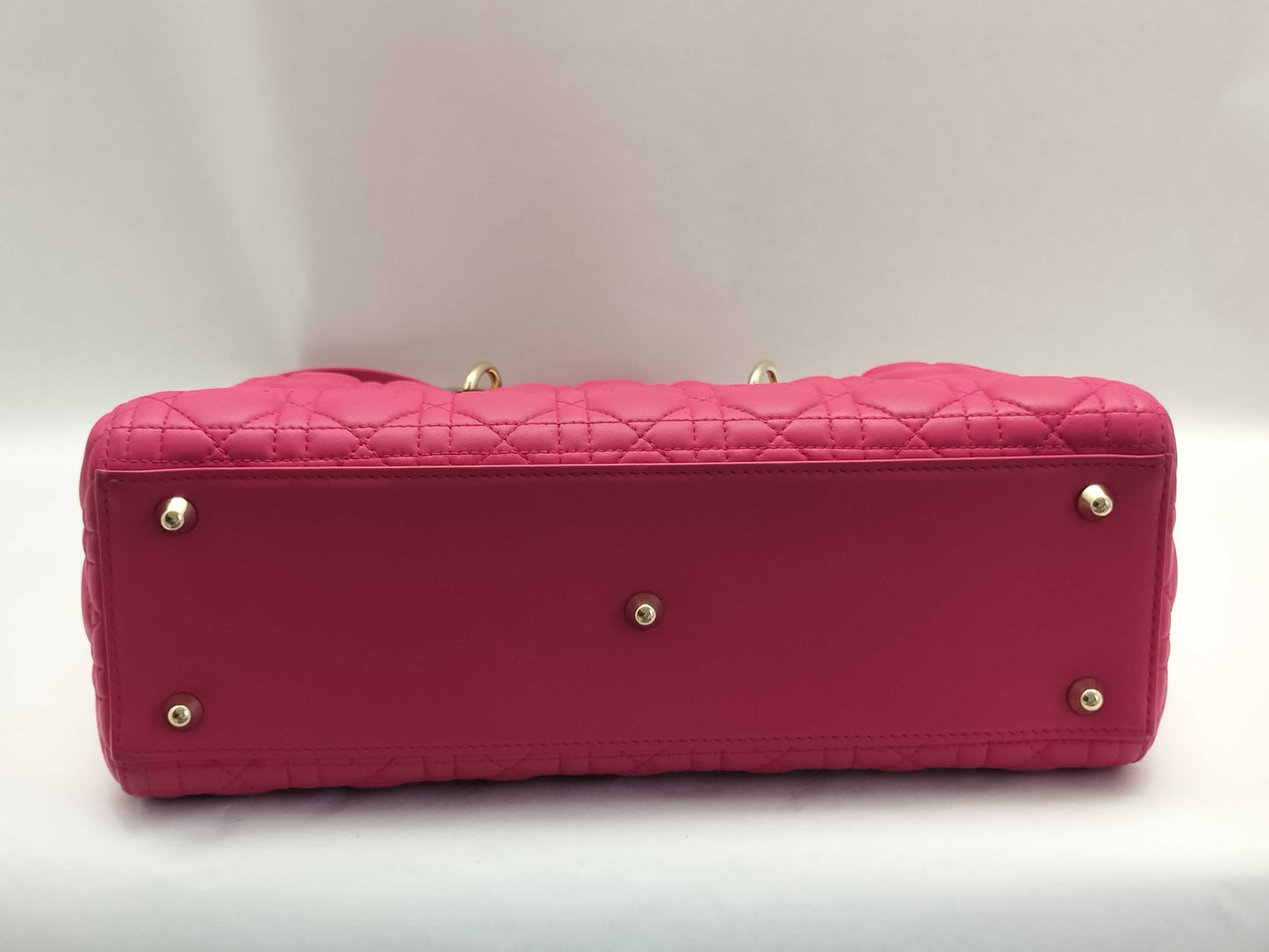 Dior Lady Dior Large Zip Handbag in Fuchsia Cannage Lambskin Leather and Gold, 16-BO-0193