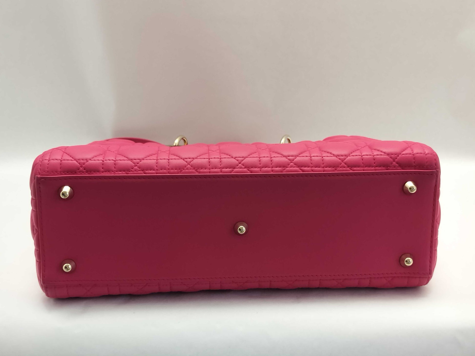 Dior Lady Dior Large Zip Handbag in Fuchsia Cannage Lambskin Leather and Gold, 16-BO-0193