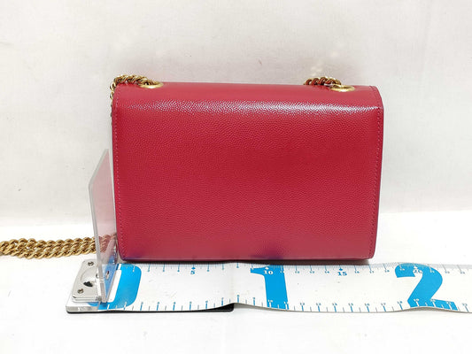 SAINT LAURENT Yves Saint Laurent Small Kate Crossbody Shoulder Bag in Red Grain de Poudre Leather with Gold FLY344620 1013