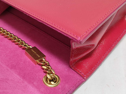 SAINT LAURENT Yves Saint Laurent Small Kate Crossbody Shoulder Bag in Red Grain de Poudre Leather with Gold FLY344620 1013