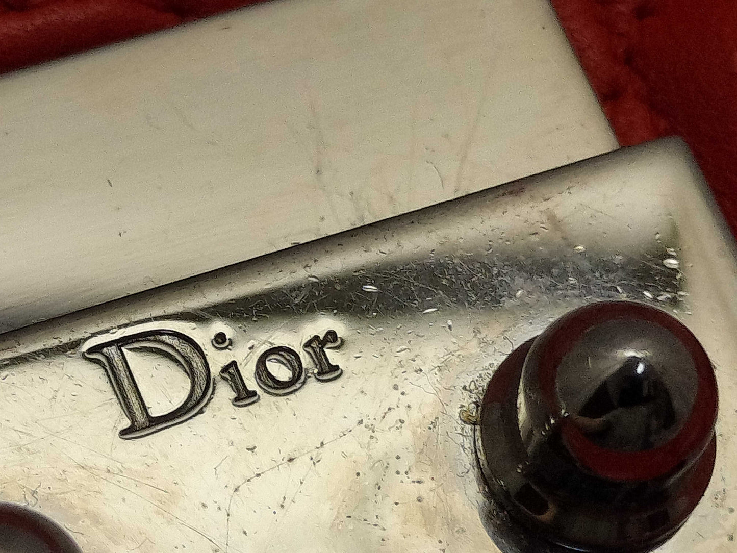 Dior Miss Dior Red Cannage Lambskin Leather Silver Shoulder Bag 01-BO-0174