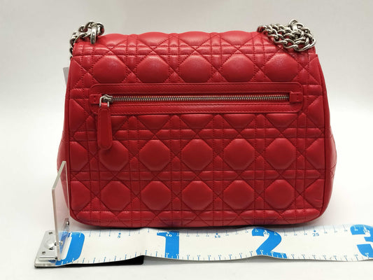 Dior Miss Dior Red Cannage Lambskin Leather Silver Shoulder Bag 01-BO-0174
