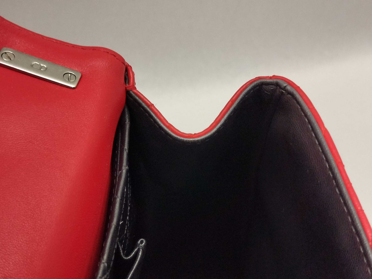 Dior Miss Dior Red Cannage Lambskin Leather Silver Shoulder Bag 01-BO-0174