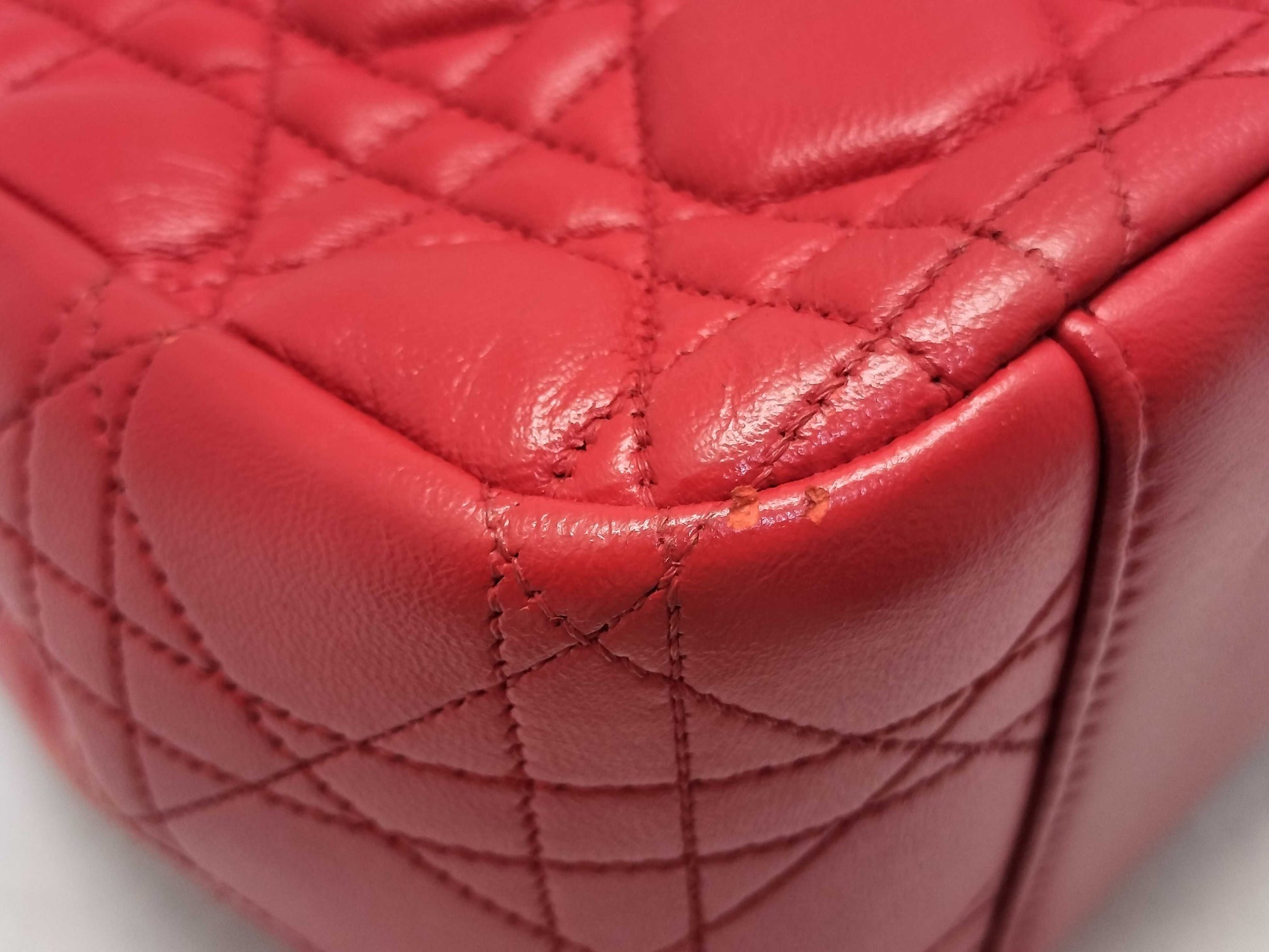 Dior Miss Dior Red Cannage Lambskin Leather Silver Shoulder Bag 01-BO-0174