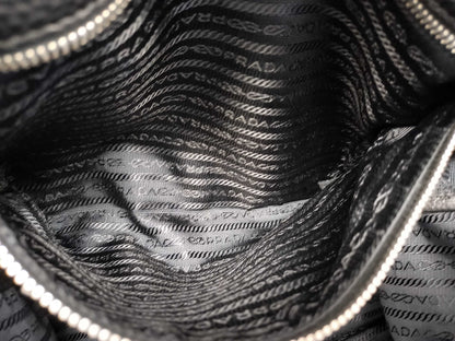 PRADA Prada Large Convertible Tote in Black and Silver Vitello Dino Leather, 103 Tote Bag
