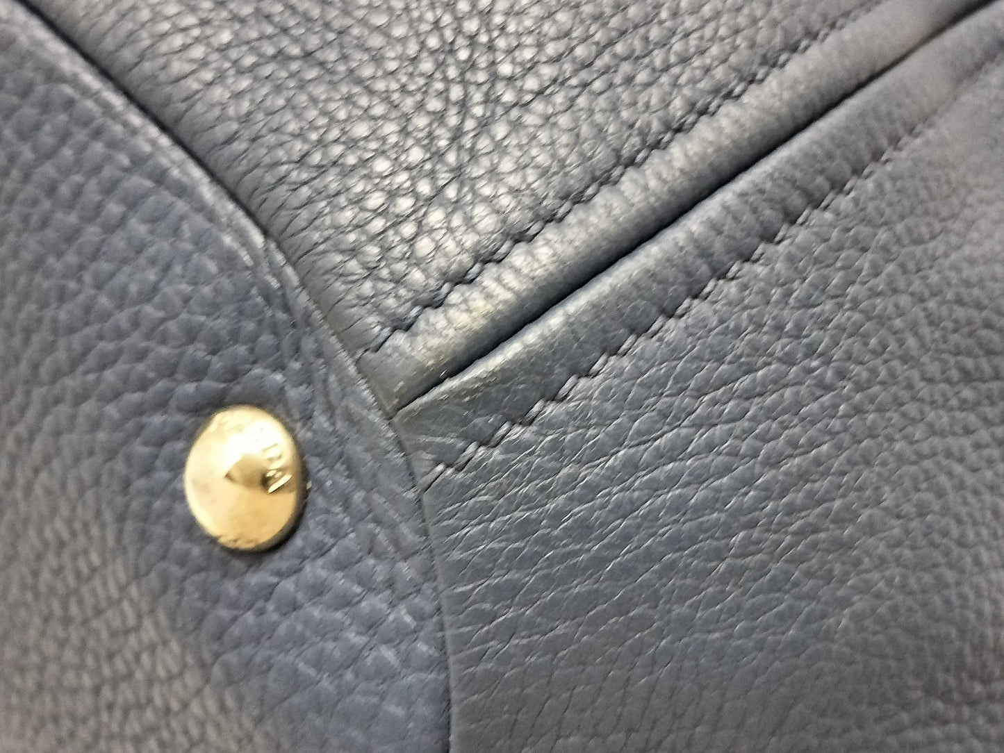 PRADA Prada Buckle Zip Hobo Shoulder Bag in Blue Vitello Dino Leather and Silver, Size 158
