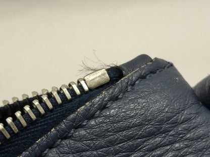 PRADA Prada Buckle Zip Hobo Shoulder Bag in Blue Vitello Dino Leather and Silver, Size 158