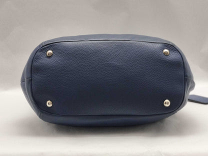 PRADA Prada Buckle Zip Hobo Shoulder Bag in Blue Vitello Dino Leather and Silver, Size 158