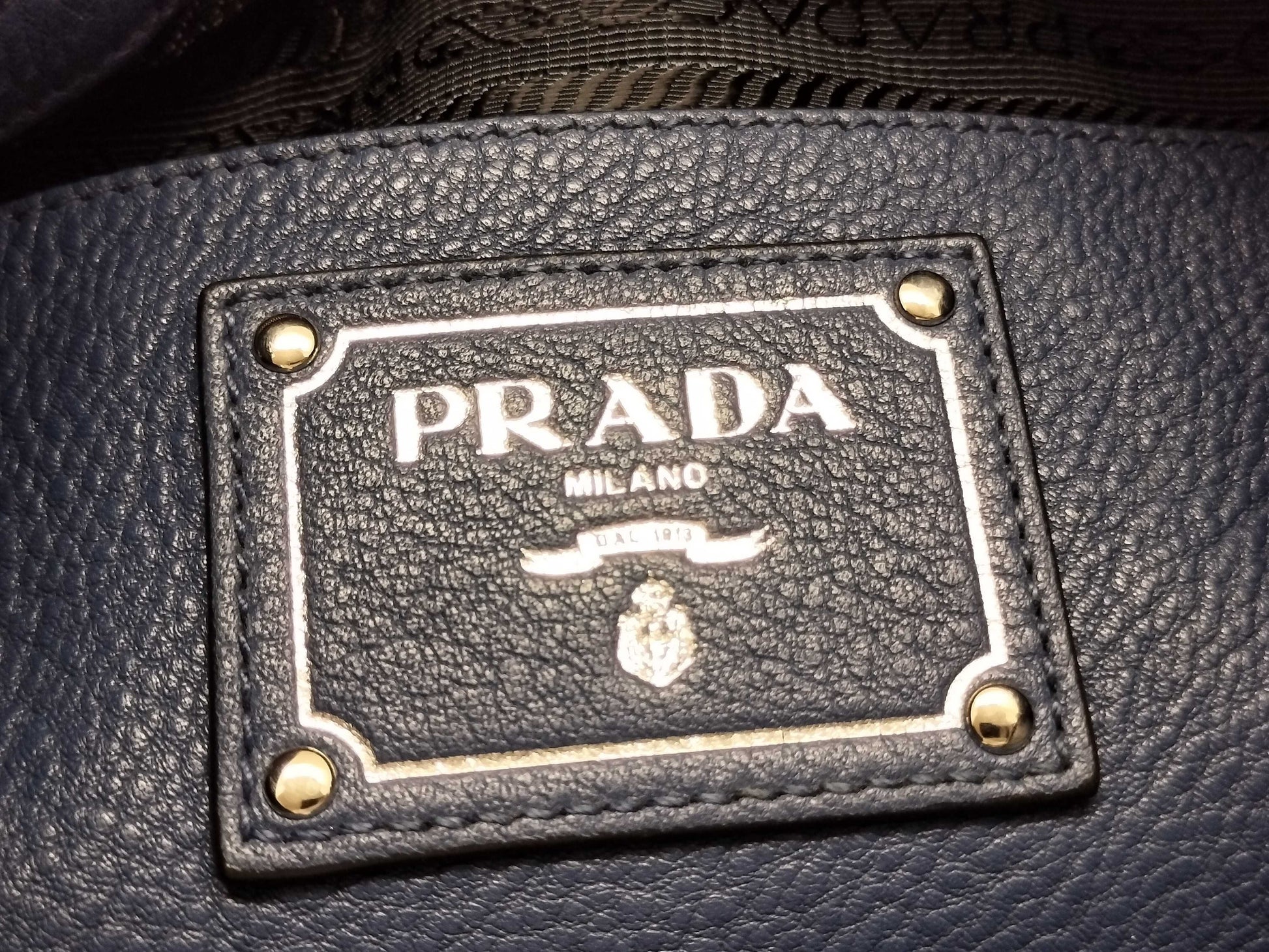 PRADA Prada Buckle Zip Hobo Shoulder Bag in Blue Vitello Dino Leather and Silver, Size 158