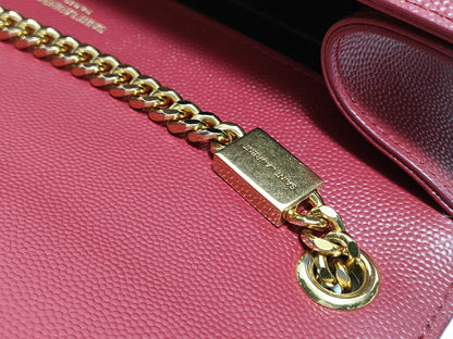 SAINT LAURENT Yves Saint Laurent Medium Kate Shoulder Bag in Red Grain de Poudre Leather with Gold, MAL 364021 0118
