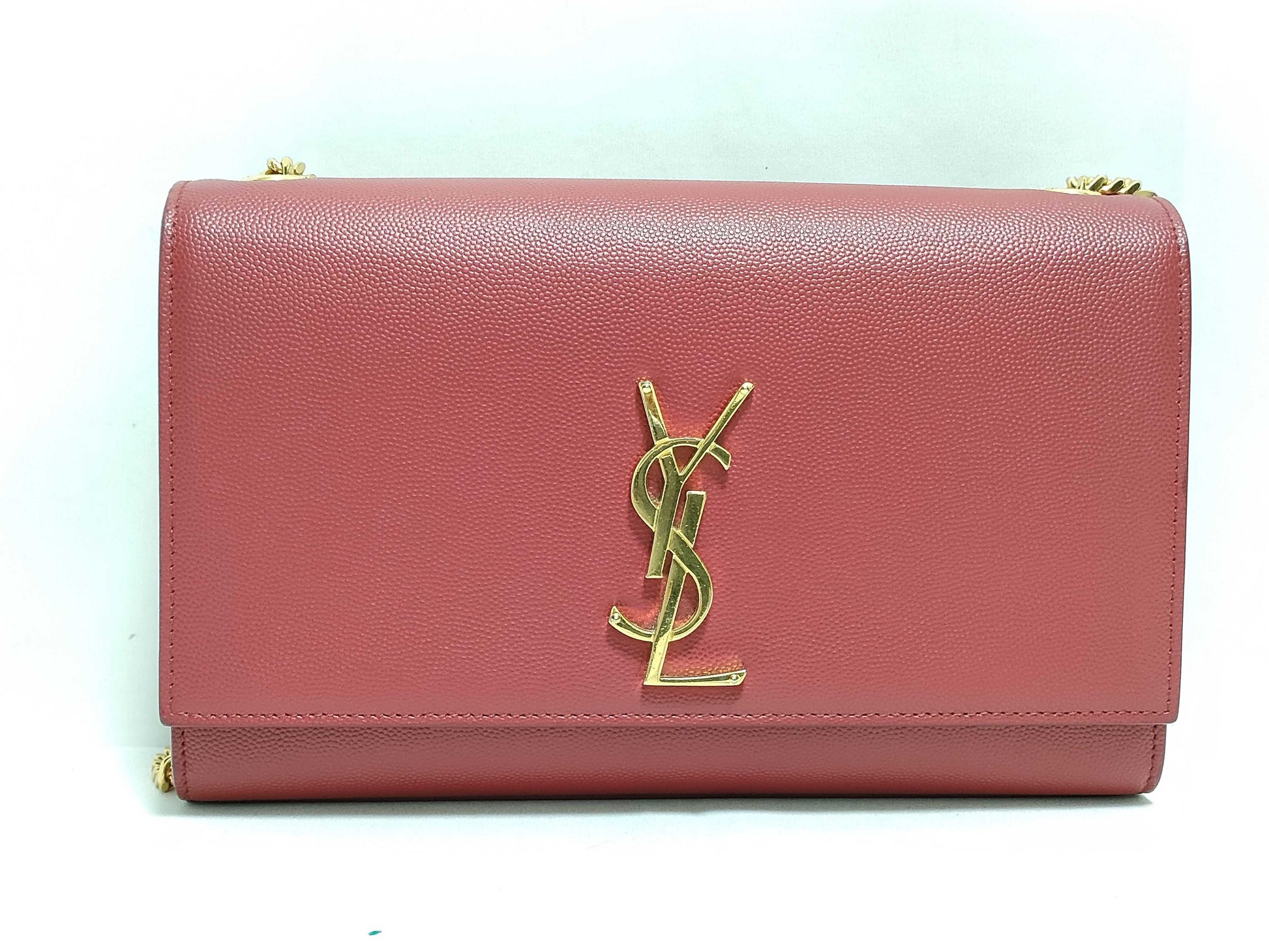 SAINT LAURENT Yves Saint Laurent Medium Kate Shoulder Bag in Red Grain de Poudre Leather with Gold, MAL 364021 0118