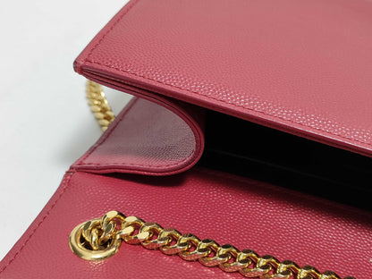 SAINT LAURENT Yves Saint Laurent Medium Kate Shoulder Bag in Red Grain de Poudre Leather with Gold, MAL 364021 0118