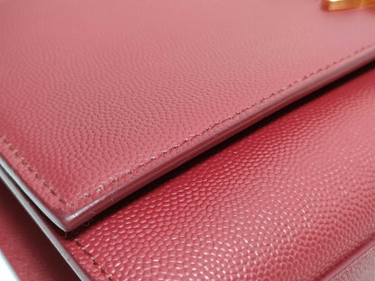 SAINT LAURENT Yves Saint Laurent Medium Kate Shoulder Bag in Red Grain de Poudre Leather with Gold, MAL 364021 0118