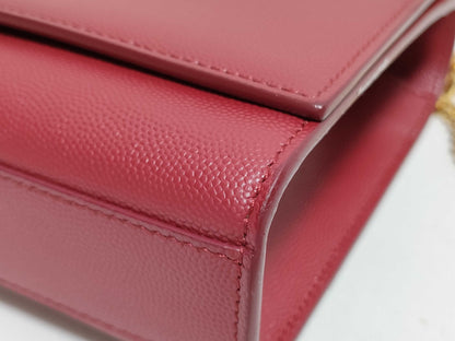 SAINT LAURENT Yves Saint Laurent Medium Kate Shoulder Bag in Red Grain de Poudre Leather with Gold, MAL 364021 0118