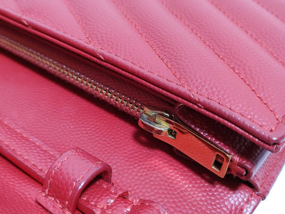 SAINT LAURENT Yves Saint Laurent Classic Cassandre Chain Wallet in Red Quilted Grain de Poudre Leather with Gold GUE377828-0217 Shoulder Bag