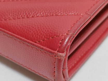 SAINT LAURENT Yves Saint Laurent Classic Cassandre Chain Wallet in Red Quilted Grain de Poudre Leather with Gold GUE377828-0217 Shoulder Bag