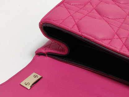 Dior Dior Medium Miss Dior Fuchsia Cannage Lambskin Leather Gold Shoulder Bag 18-MA-0142