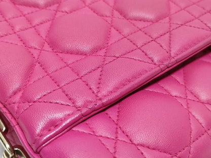 Dior Dior Medium Miss Dior Fuchsia Cannage Lambskin Leather Gold Shoulder Bag 18-MA-0142