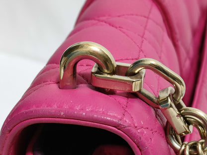 Dior Dior Medium Miss Dior Fuchsia Cannage Lambskin Leather Gold Shoulder Bag 18-MA-0142