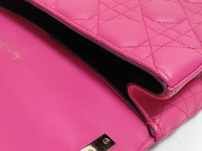 Dior Dior Medium Miss Dior Fuchsia Cannage Lambskin Leather Gold Shoulder Bag 18-MA-0142
