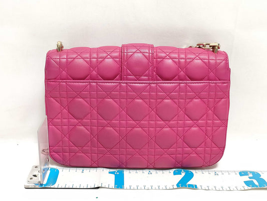 Dior Dior Medium Miss Dior Fuchsia Cannage Lambskin Leather Gold Shoulder Bag 18-MA-0142