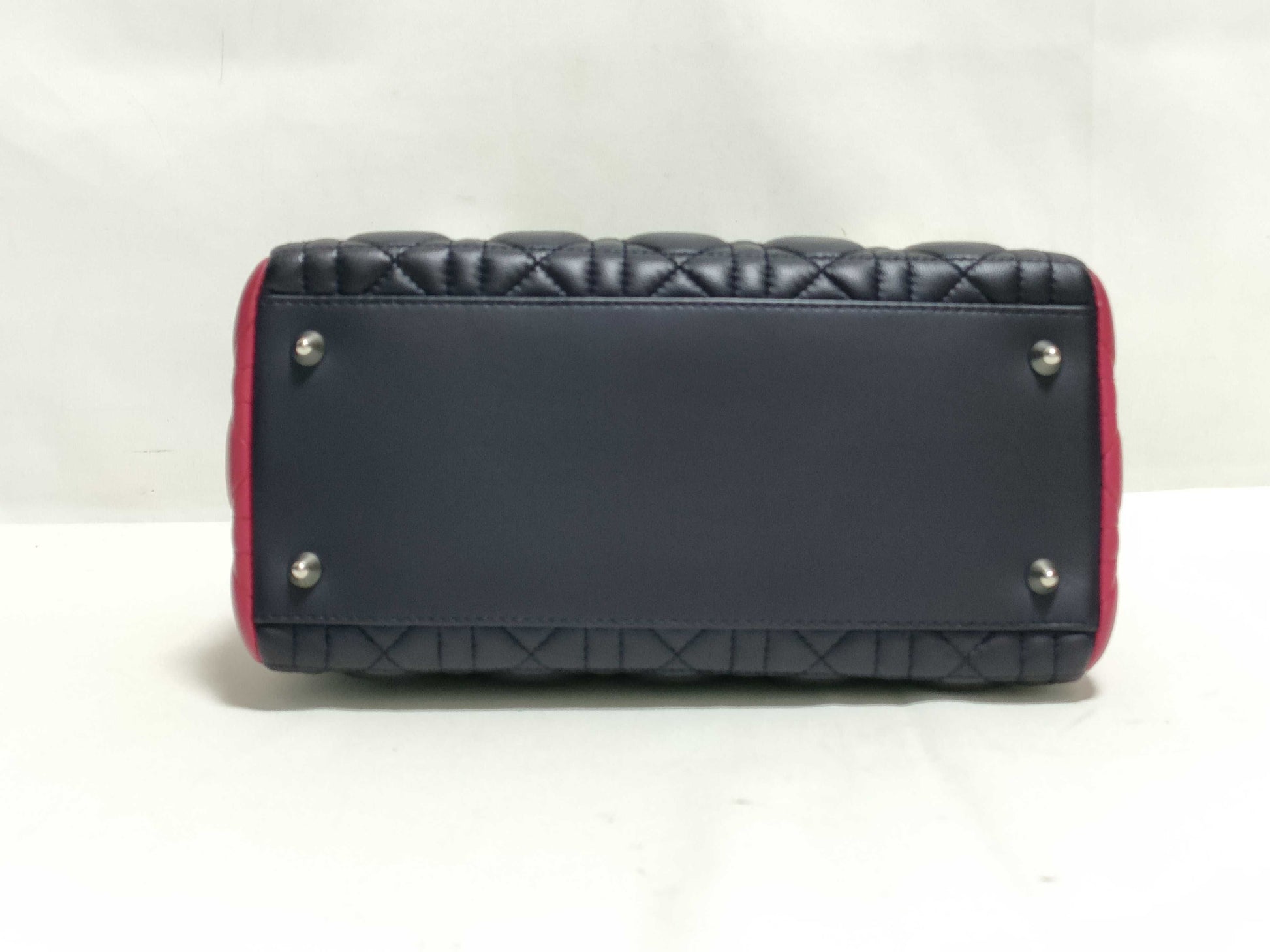 Dior Medium Tricolor Lady Dior Zip Handbag in Navy/Teal/Fuchsia Cannage Lambskin Leather with Silver 11-MA-1101