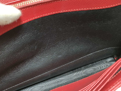 SAINT LAURENT Yves Saint Laurent Classic Cassandre Chain Wallet in Red Quilted Grain de Poudre Leather with Gold Accents Shoulder Bag
