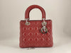 Dior Lady Dior Medium Zip Maroon Cannage Lambskin Leather Silver Handbag 96-MA-1060