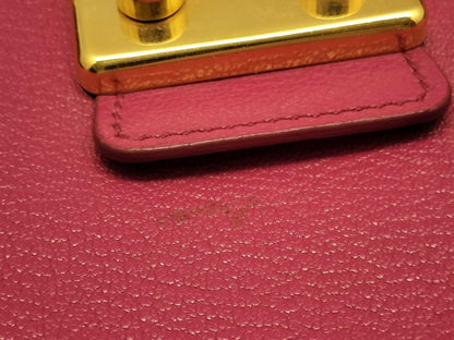 Miu Miu Miu Miu Push Lock Tote in Fuchsia Grained Calfskin Leather with Gold 197 B Shoulder Bag