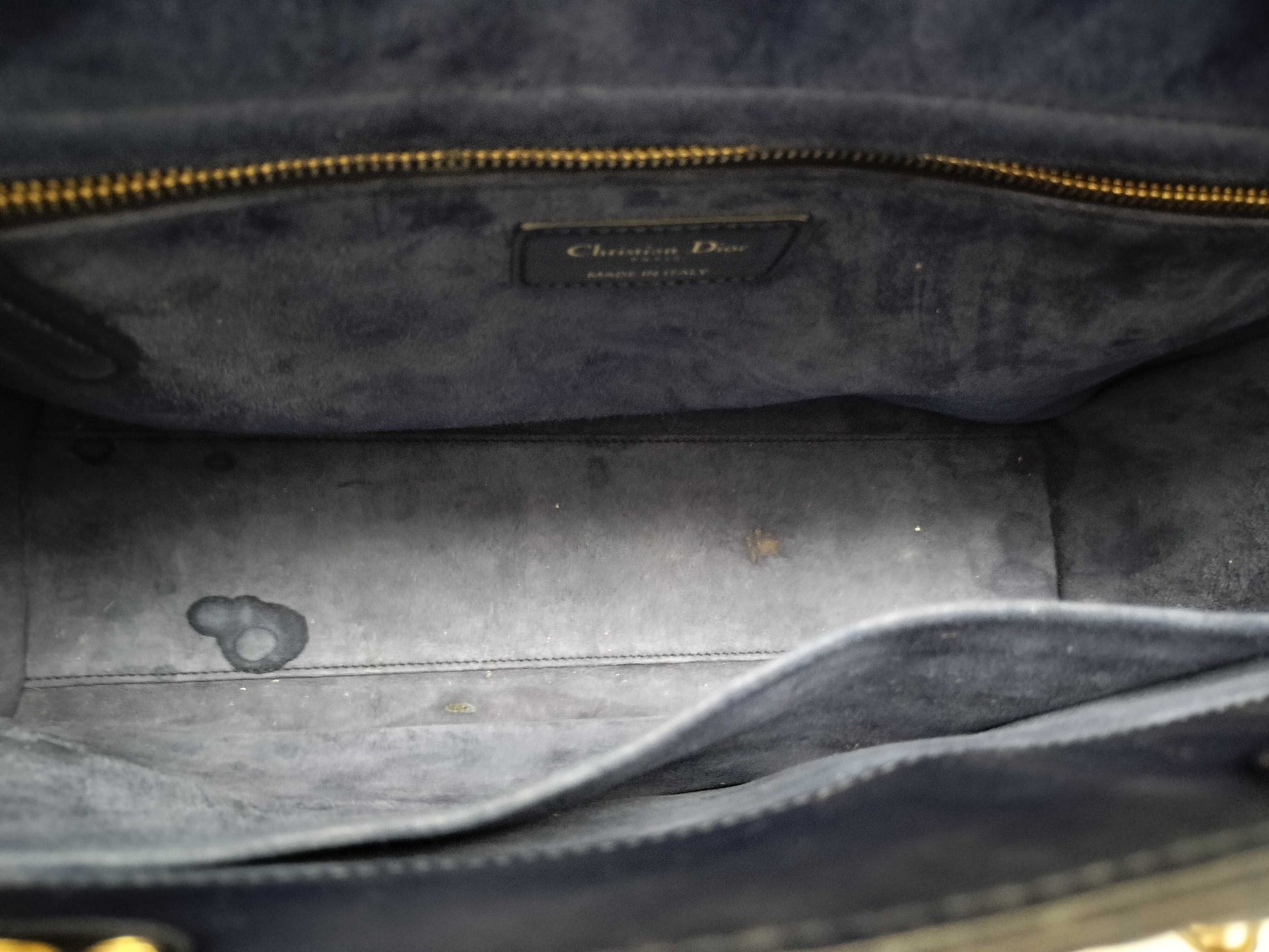 Dior Lady Dior Large Two-Tone Flap Handbag in Navy/Indigo Cannage Lambskin Leather with Gold Hardware 09-BO-1108