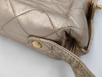 CHANEL Chanel Mini Top CC Turnlock Crossbody Shoulder Bag in Gold Quilted Lambskin Leather with Gold Hardware, 2319825 