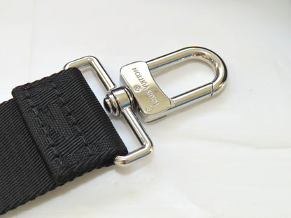 LOUIS VUITTON Louis Vuitton Signature Adjustable Strap, Black/Green, Silver Hardware, 95*4.5*0.5cm Strap
