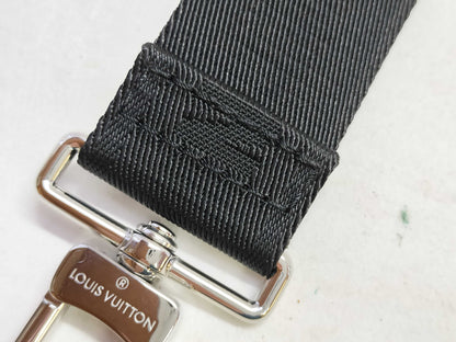 LOUIS VUITTON Louis Vuitton Signature Adjustable Strap, Black/Green, Silver Hardware, 95*4.5*0.5cm Strap