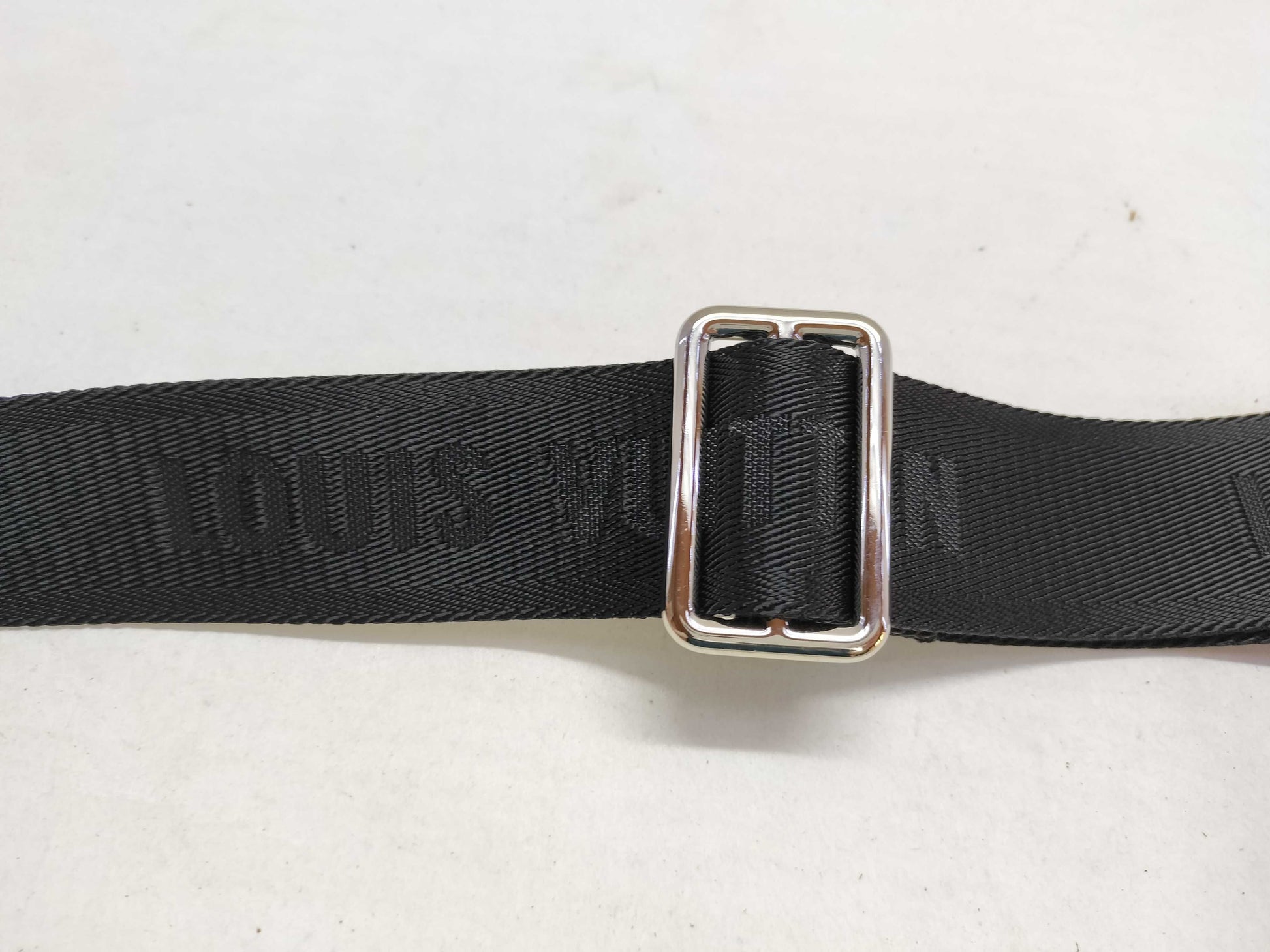 LOUIS VUITTON Louis Vuitton Signature Adjustable Strap, Black/Green, Silver Hardware, 95*4.5*0.5cm Strap