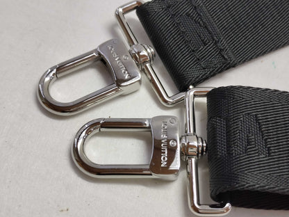 LOUIS VUITTON Louis Vuitton Signature Adjustable Strap, Black/Green, Silver Hardware, 95*4.5*0.5cm Strap