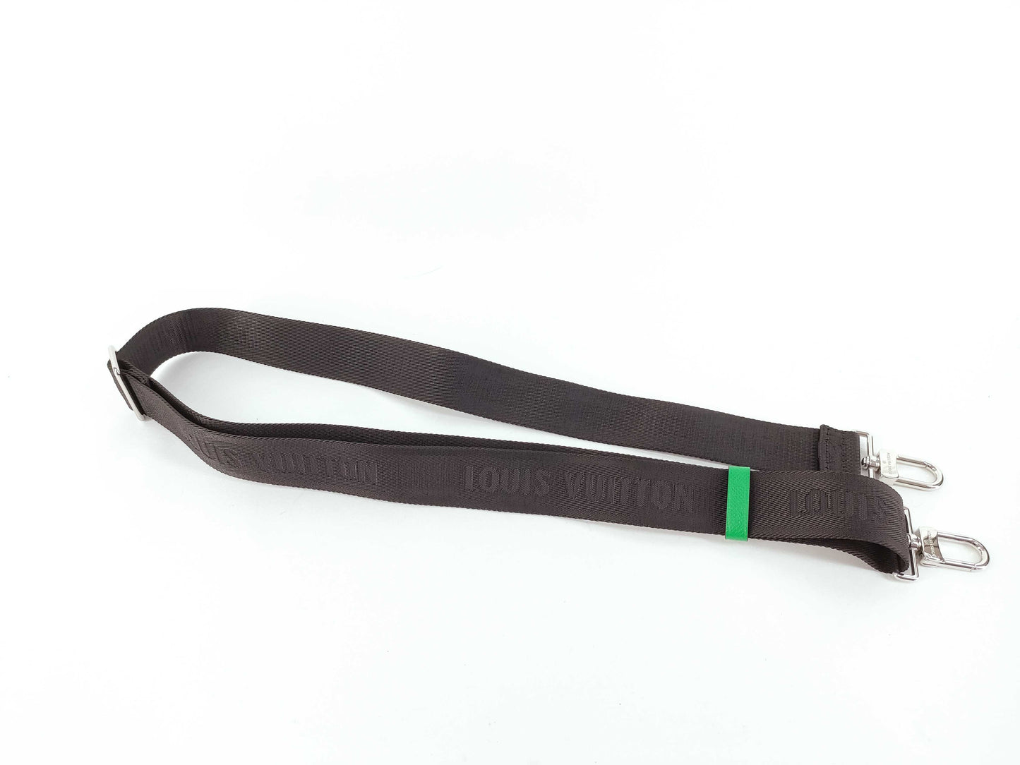 LOUIS VUITTON Louis Vuitton Signature Adjustable Strap Black/Green Silver Hardware 95*4.5*.05cm Other Accessories