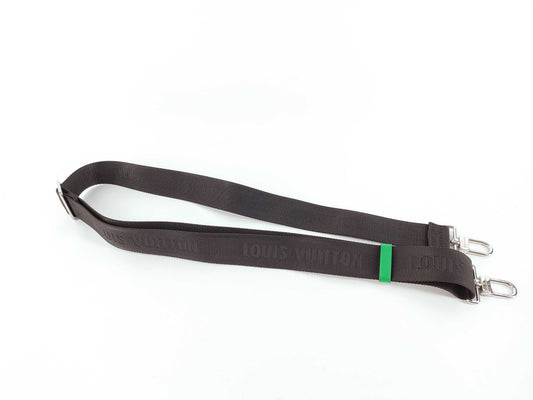 LOUIS VUITTON Louis Vuitton Signature Adjustable Strap Black/Green Silver Hardware 95*4.5*.05cm Other Accessories